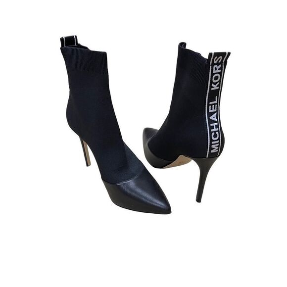 🌟NEW🌟 Michael Kors Logo Sock Heeled Ankle Boots - Picture 1 of 4